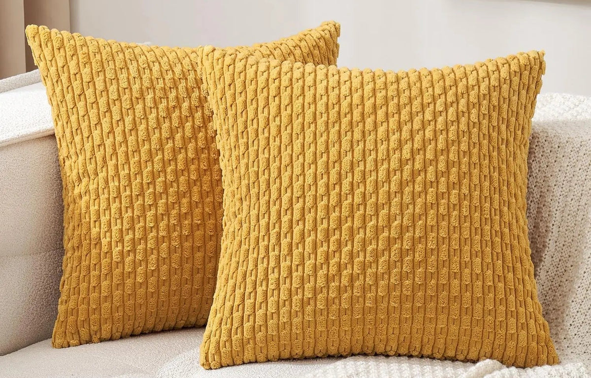 Ribfluwelen Kussenhoes met Rits Zachte Sierkussenhoes met Streepstructuur in Boho Stijl voor Bank | Bed en Fauteuil
