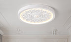 Ronde LED Plafondlamp met Bewerkt Ornament Platte Plafonnière Dimbaar met Afstandsbediening en Instelbare Lichtkleur voor Slaapkamer | Woonkamer