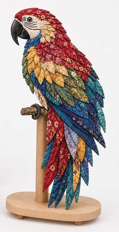 Patchwork Knutselpakket Vogel | Gelaagde Stoffen Decoratievogel Maken zonder Naaien met Voorgesneden Genummerde Stofjes en Handleiding