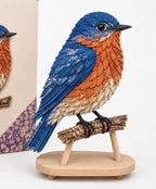 Patchwork Knutselpakket Vogel | Gelaagde Stoffen Decoratievogel Maken zonder Naaien met Voorgesneden Genummerde Stofjes en Handleiding