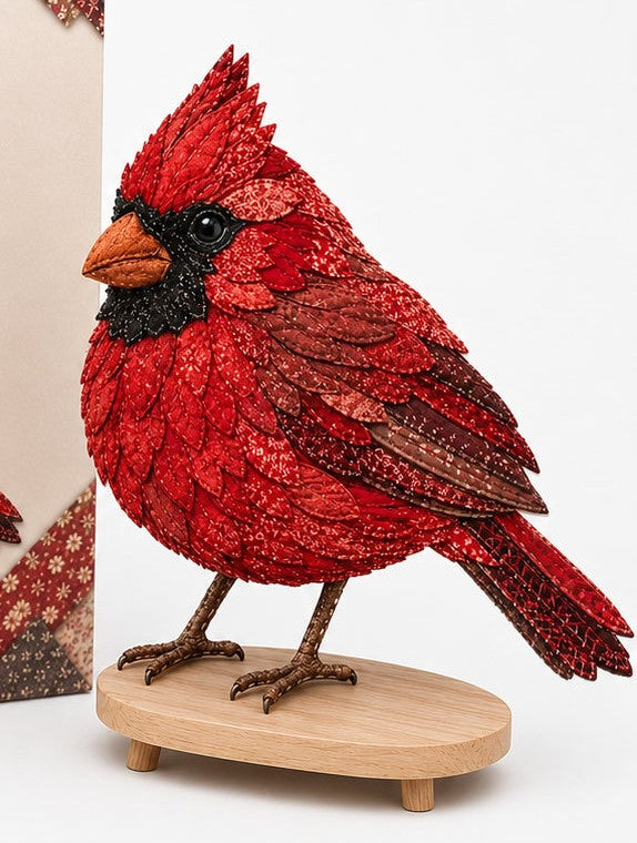 Patchwork Knutselpakket Vogel | Gelaagde Stoffen Decoratievogel Maken zonder Naaien met Voorgesneden Genummerde Stofjes en Handleiding