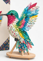 Patchwork Knutselpakket Vogel | Gelaagde Stoffen Decoratievogel Maken zonder Naaien met Voorgesneden Genummerde Stofjes en Handleiding