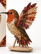 Patchwork Knutselpakket Vogel | Gelaagde Stoffen Decoratievogel Maken zonder Naaien met Voorgesneden Genummerde Stofjes en Handleiding