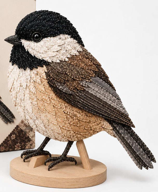 Patchwork Knutselpakket Vogel | Gelaagde Stoffen Decoratievogel Maken zonder Naaien met Voorgesneden Genummerde Stofjes en Handleiding