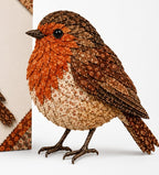 Patchwork Knutselpakket Vogel | Gelaagde Stoffen Decoratievogel Maken zonder Naaien met Voorgesneden Genummerde Stofjes en Handleiding