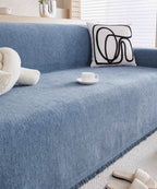 Waterafstotende Chenille Bankhoes | Bankplaid met Visgraatpatroon en Franjes | Wasbare Banksprei voor Gezin met Kinderen en Huisdieren