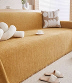 Waterafstotende Chenille Bankhoes | Bankplaid met Visgraatpatroon en Franjes | Wasbare Banksprei voor Gezin met Kinderen en Huisdieren