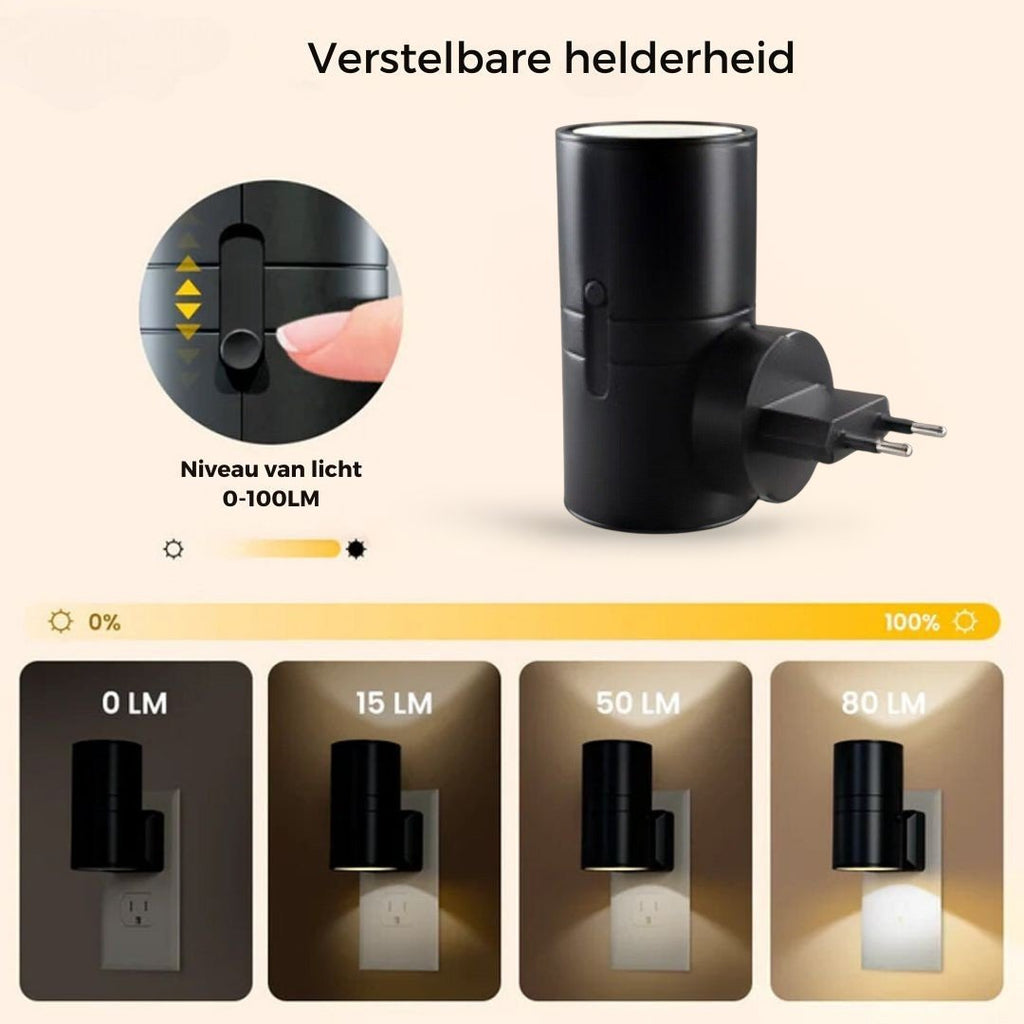 Dimbare LED Stekkerlamp met Lichtsensor Nachtlampje voor in het Stopcontact zonder Bedrading voor Gang | Trap en Slaapkamer