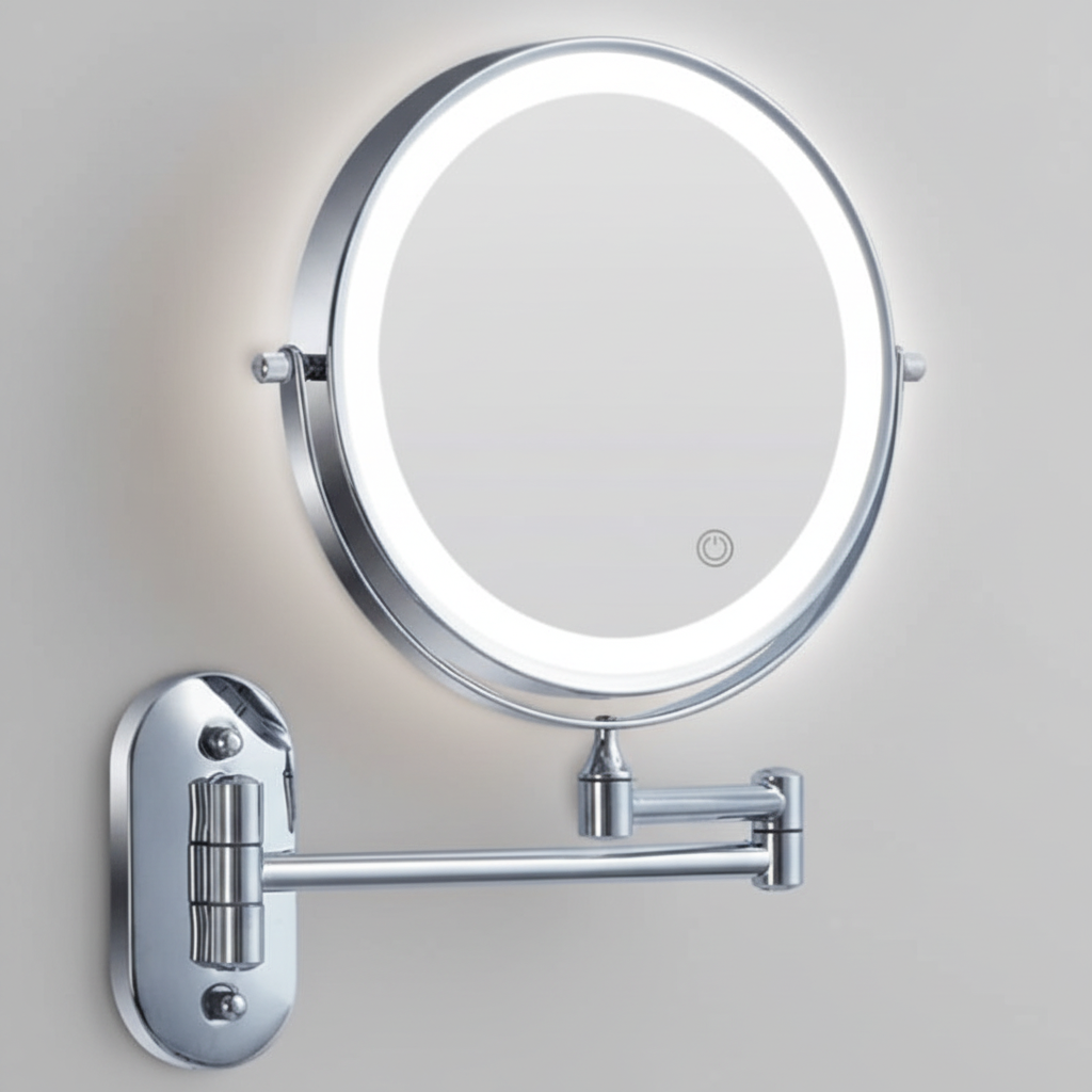 LED Make-Up Spiegel met Vergroting Uitschuifbare Wand Scheerspiegel met Dimbare Verlichting en Oplaadbare Accu voor Badkamer | Slaapkamer
