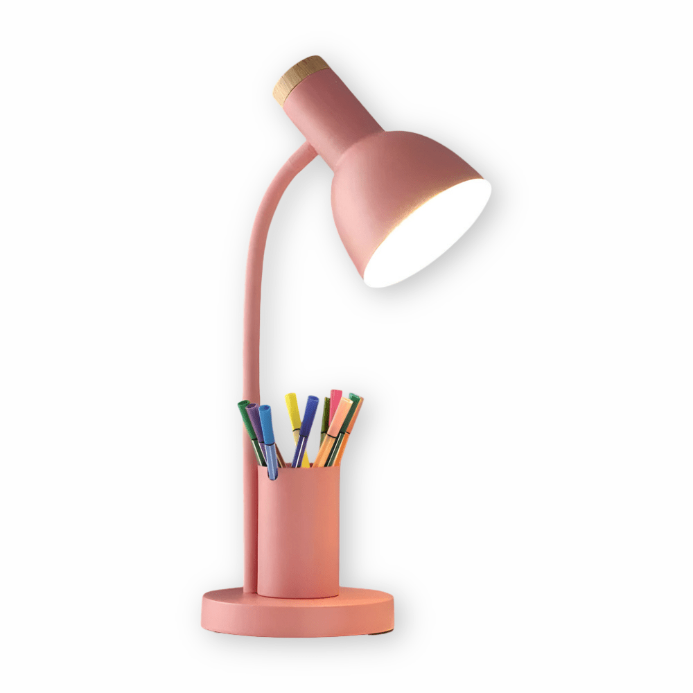 Bureaulamp met Pennenhouder Moderne Metalen Tafellamp E27 voor Bureau | Thuiswerkplek Studeerkamer en Nachtkastje