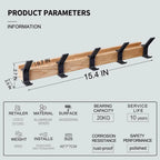 Wandkapstok met Verschuifbare Dubbele Haken | Scandinavische Houten Kapstok van Rubberhout en Aluminium voor Hal en Slaapkamer