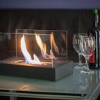 Bio-Ethanol Tafelhaard Draagbare Sfeerhaard met Glazen Schermen en Echte Vlam voor Binnen en Buiten | Woonkamer Balkon en Tuin