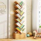 Boomvormige Boekenkast Smal Staand Boekenrek met Opbergkastje Hoge Boekenplank voor Woonkamer | Kinderkamer en Thuiskantoor