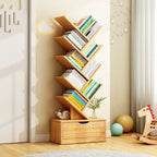 Boomvormige Boekenkast Smal Staand Boekenrek met Opbergkastje Hoge Boekenplank voor Woonkamer | Kinderkamer en Thuiskantoor
