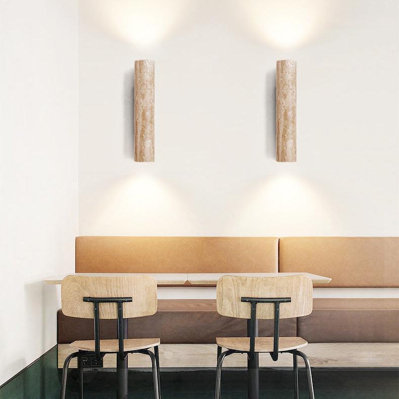 Japandi Travertijn Wandlamp LED met Licht naar Boven en Beneden Natuursteen Wandverlichting met Warme Gloed voor Hal | Slaapkamer en Woonkamer