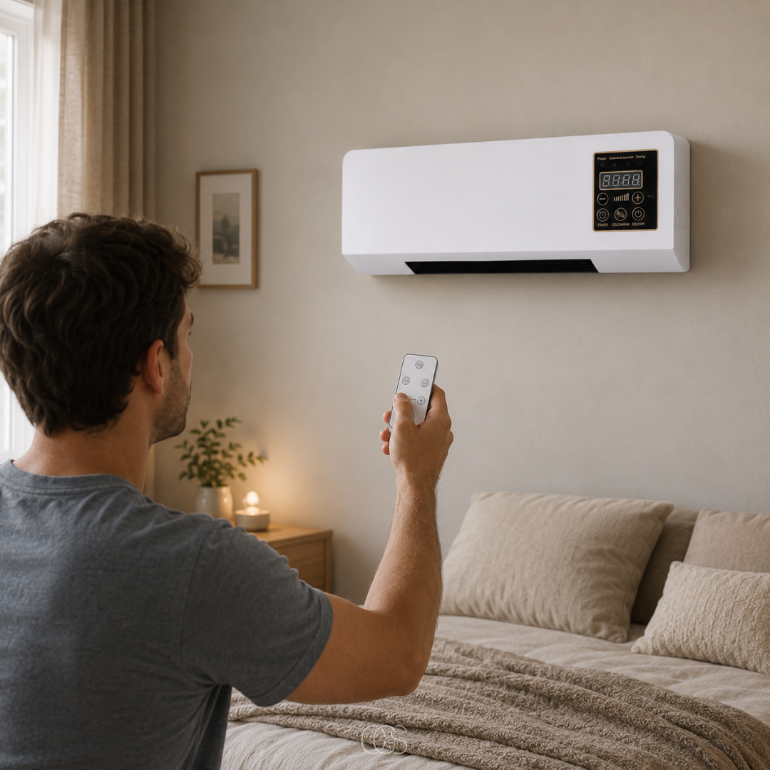 Wandventilator met Verwarming en Afstandsbediening Wandkachel en Ventilator in Eén met Timer voor Slaapkamer | Woonkamer en Kantoor