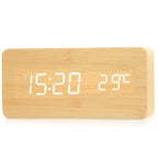 Houten Digitale Wekker met LED Display | Stille Wekker zonder Tikgeluid voor Nachtkastje Bureau en Slaapkamer