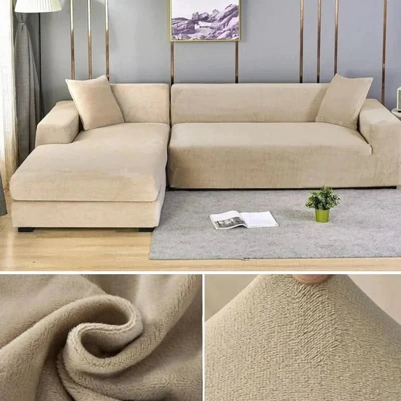 Fluwelen Stretch Bankhoes Elastische Sofahoes met Antislip Pasvorm Wasbaar voor Fauteuil | Tweezitsbank en Driezitsbank