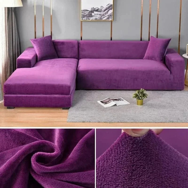 Fluwelen Stretch Bankhoes Elastische Sofahoes met Antislip Pasvorm Wasbaar voor Fauteuil | Tweezitsbank en Driezitsbank