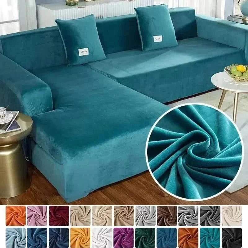Fluwelen Stretch Bankhoes Elastische Sofahoes met Antislip Pasvorm Wasbaar voor Fauteuil | Tweezitsbank en Driezitsbank