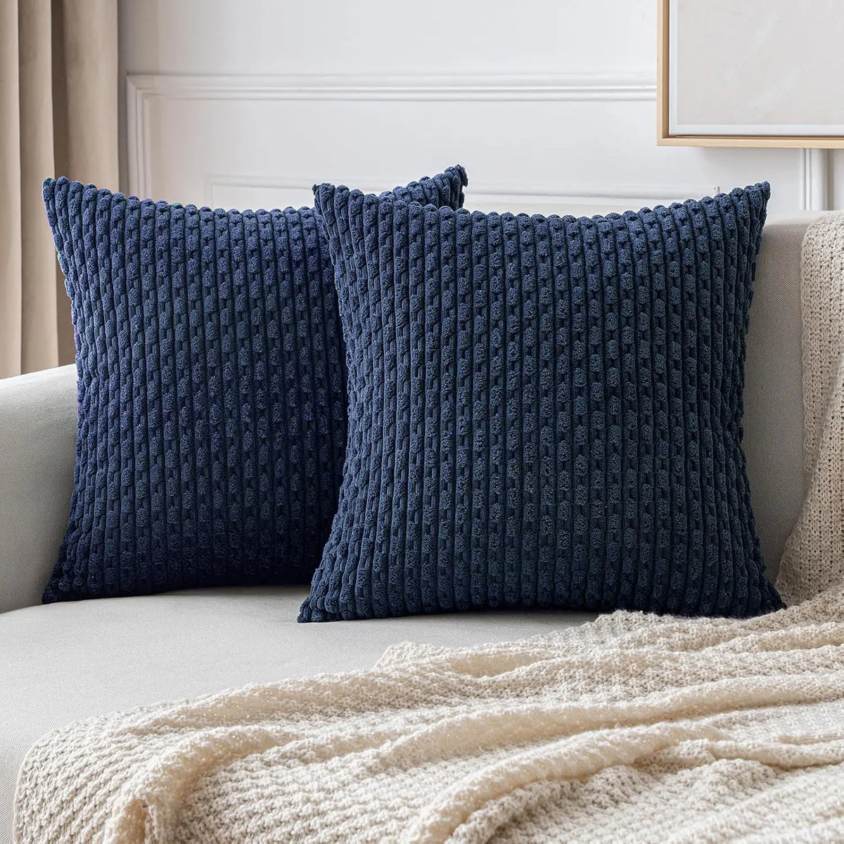 Ribfluwelen Kussenhoes met Rits Zachte Sierkussenhoes met Streepstructuur in Boho Stijl voor Bank | Bed en Fauteuil