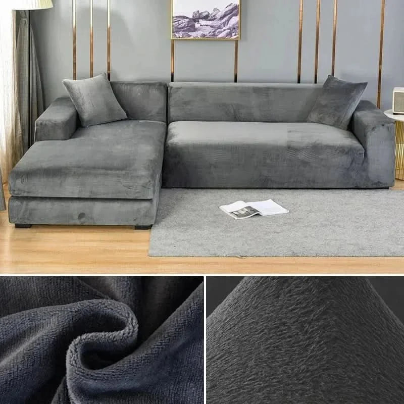 Fluwelen Stretch Bankhoes Elastische Sofahoes met Antislip Pasvorm Wasbaar voor Fauteuil | Tweezitsbank en Driezitsbank