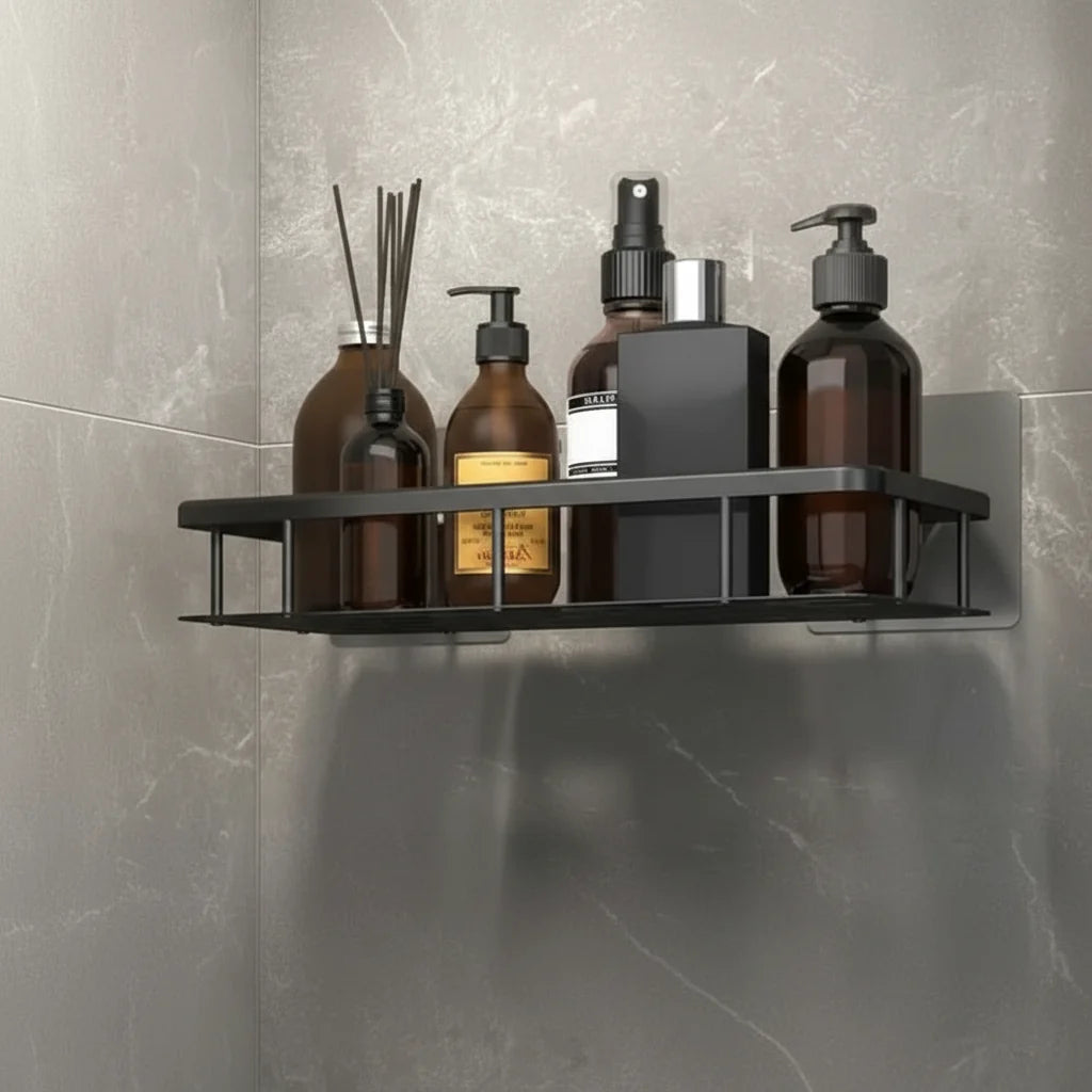 Zelfklevend Badkamerrek zonder Boren Doucherek van RVS Wandplank voor Shampoo en Verzorging | Badkamer Douche en Keuken