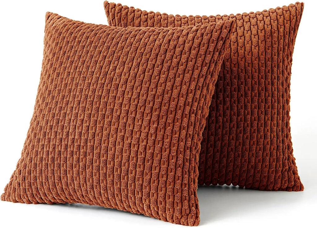 Ribfluwelen Kussenhoes met Rits Zachte Sierkussenhoes met Streepstructuur in Boho Stijl voor Bank | Bed en Fauteuil