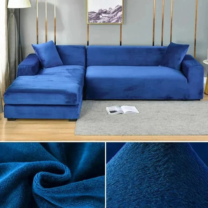 Fluwelen Stretch Bankhoes Elastische Sofahoes met Antislip Pasvorm Wasbaar voor Fauteuil | Tweezitsbank en Driezitsbank