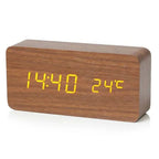 Houten Digitale Wekker met LED Display | Stille Wekker zonder Tikgeluid voor Nachtkastje Bureau en Slaapkamer