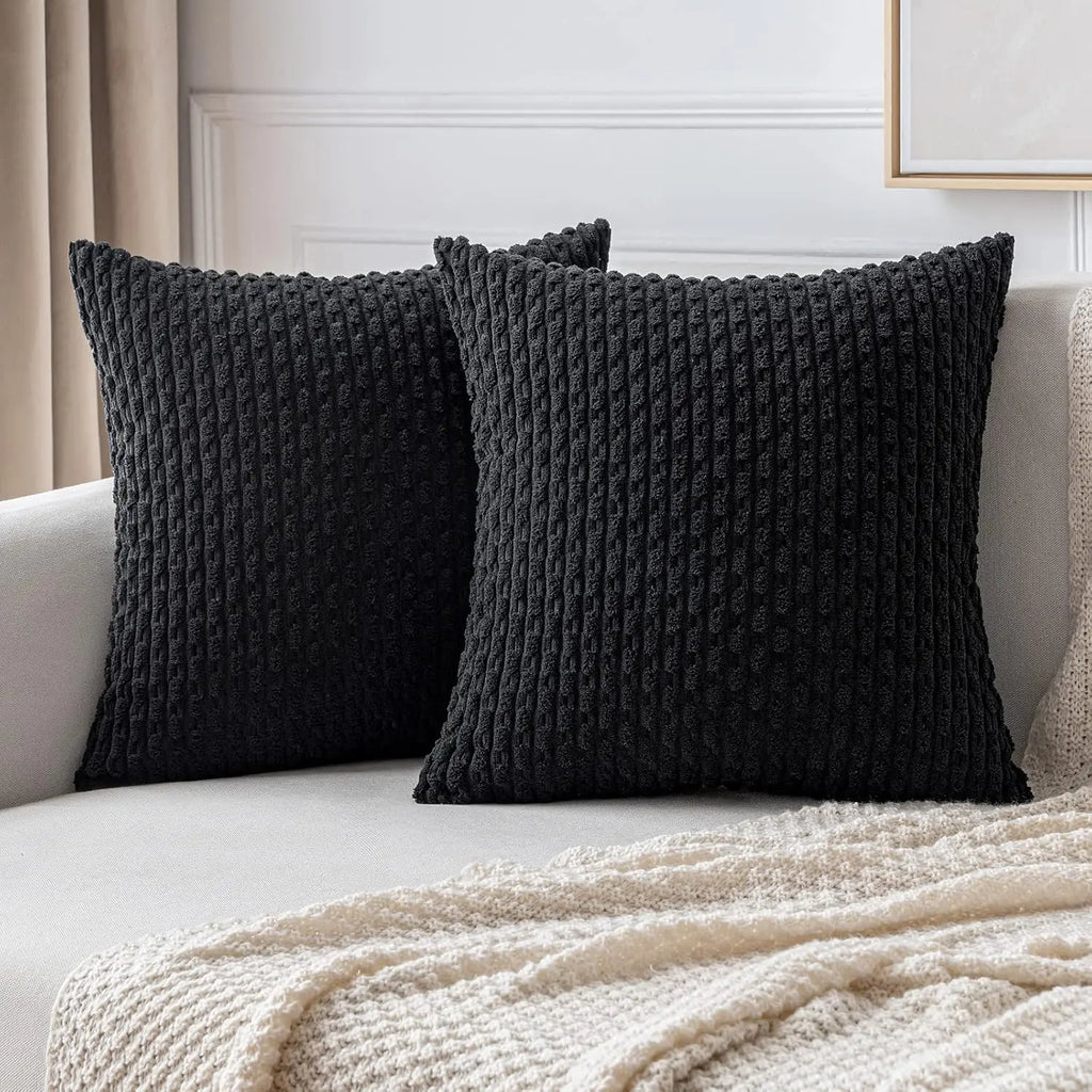 Ribfluwelen Kussenhoes met Rits Zachte Sierkussenhoes met Streepstructuur in Boho Stijl voor Bank | Bed en Fauteuil