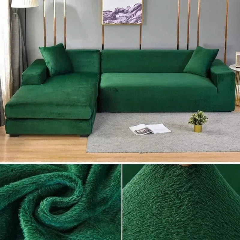 Fluwelen Stretch Bankhoes Elastische Sofahoes met Antislip Pasvorm Wasbaar voor Fauteuil | Tweezitsbank en Driezitsbank