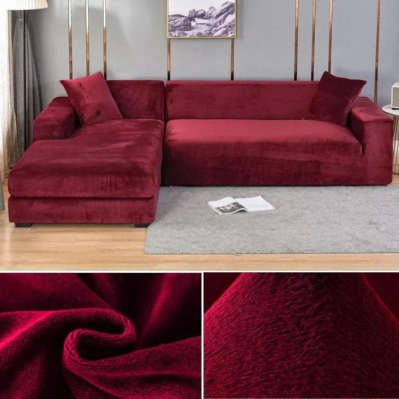 Fluwelen Stretch Bankhoes Elastische Sofahoes met Antislip Pasvorm Wasbaar voor Fauteuil | Tweezitsbank en Driezitsbank
