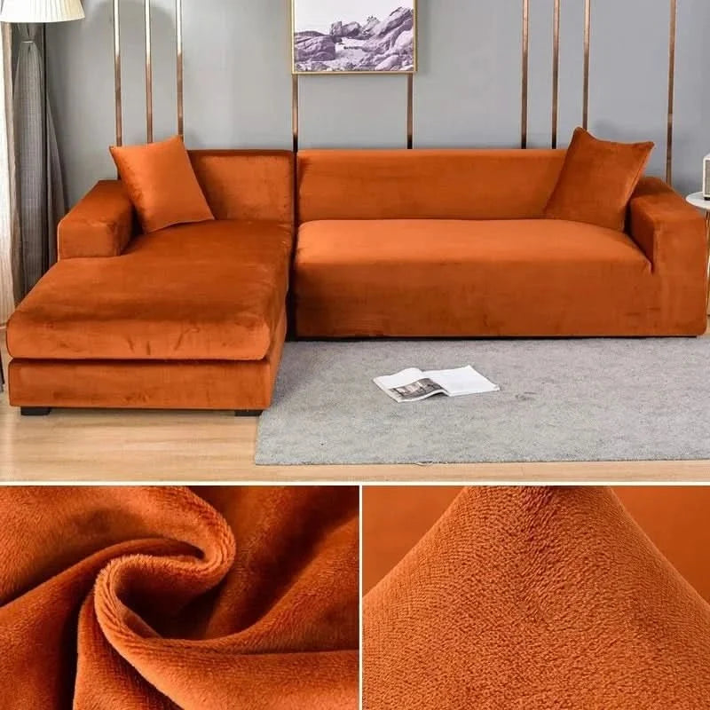 Fluwelen Stretch Bankhoes Elastische Sofahoes met Antislip Pasvorm Wasbaar voor Fauteuil | Tweezitsbank en Driezitsbank