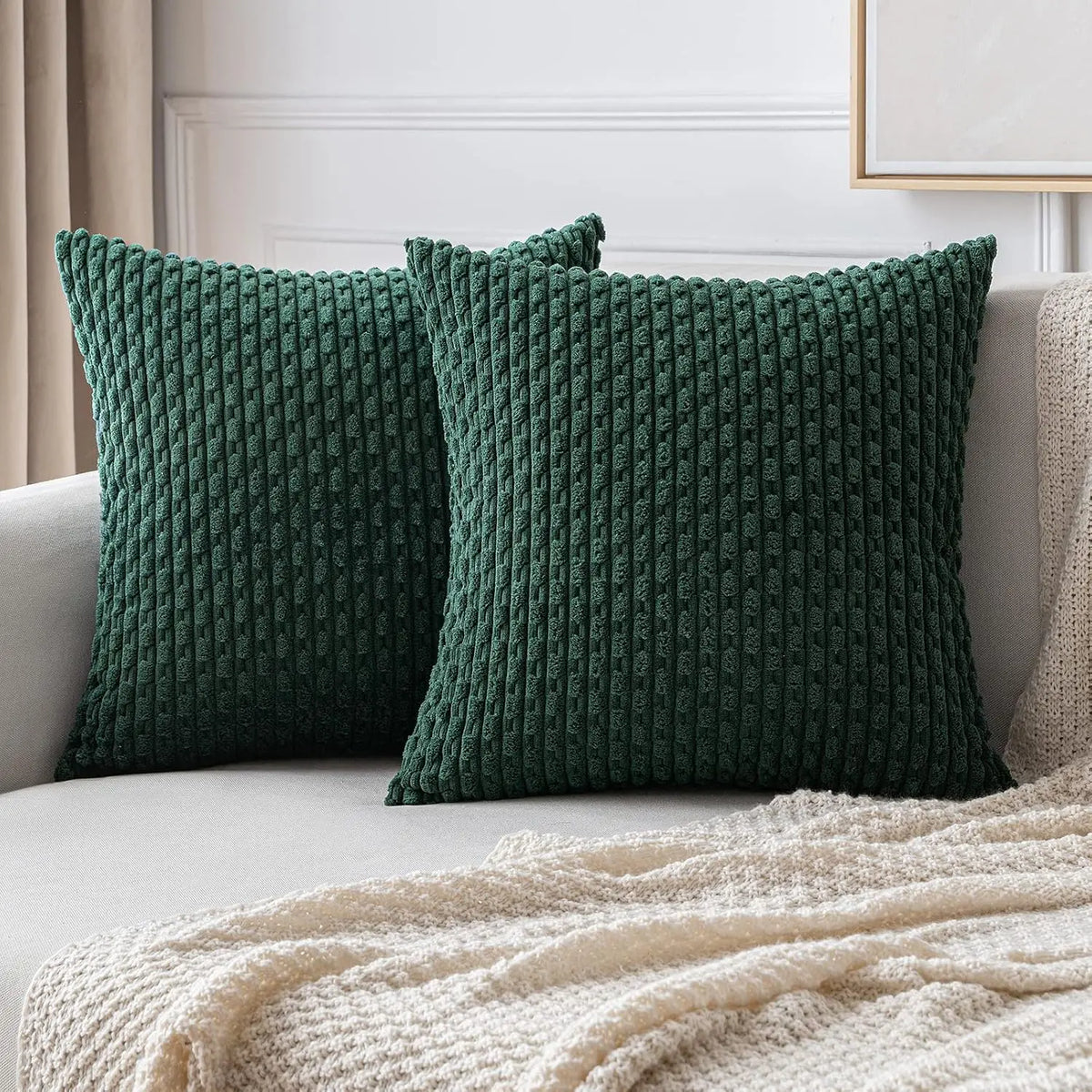 Ribfluwelen Kussenhoes met Rits Zachte Sierkussenhoes met Streepstructuur in Boho Stijl voor Bank | Bed en Fauteuil