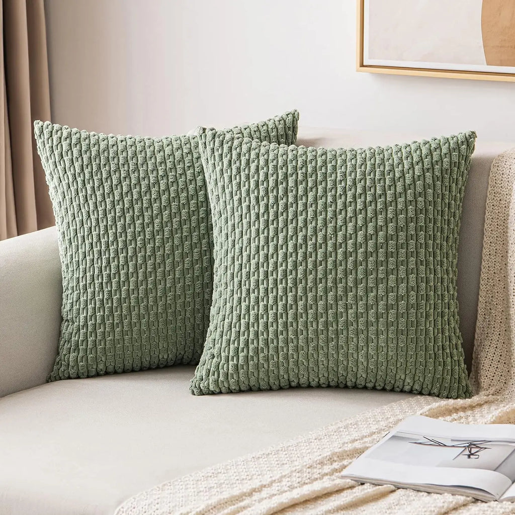 Ribfluwelen Kussenhoes met Rits Zachte Sierkussenhoes met Streepstructuur in Boho Stijl voor Bank | Bed en Fauteuil