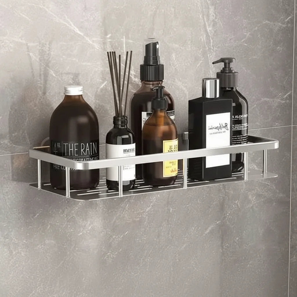 Zelfklevend Badkamerrek zonder Boren Doucherek van RVS Wandplank voor Shampoo en Verzorging | Badkamer Douche en Keuken