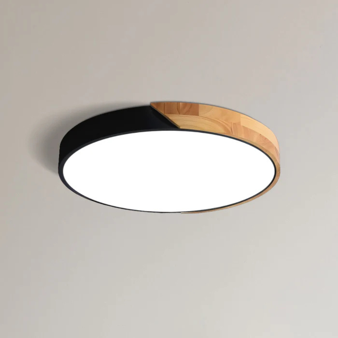 Scandinavische Houten LED Plafondlamp Slanke Plafonnière met Warm of Koel Licht en Dimbare Optie voor Hal | Keuken en Slaapkamer