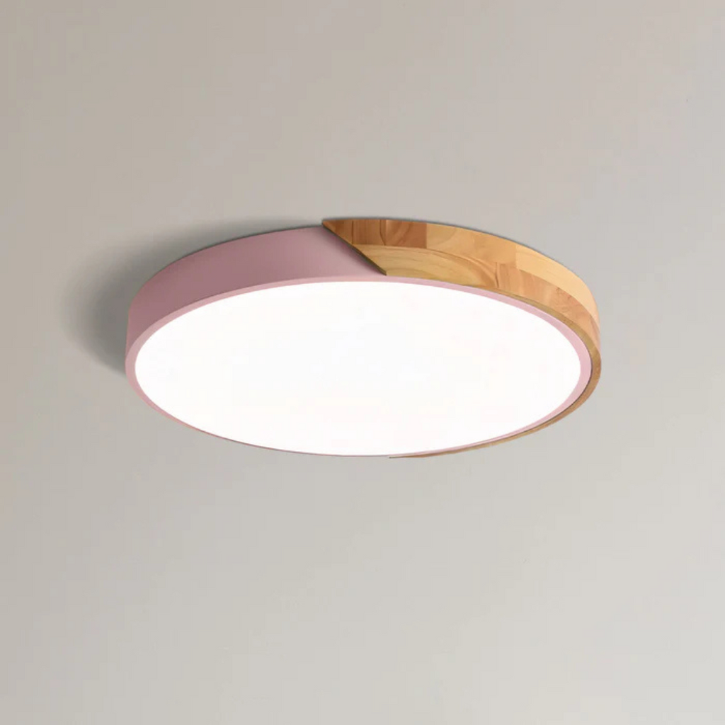 Scandinavische Houten LED Plafondlamp Slanke Plafonnière met Warm of Koel Licht en Dimbare Optie voor Hal | Keuken en Slaapkamer