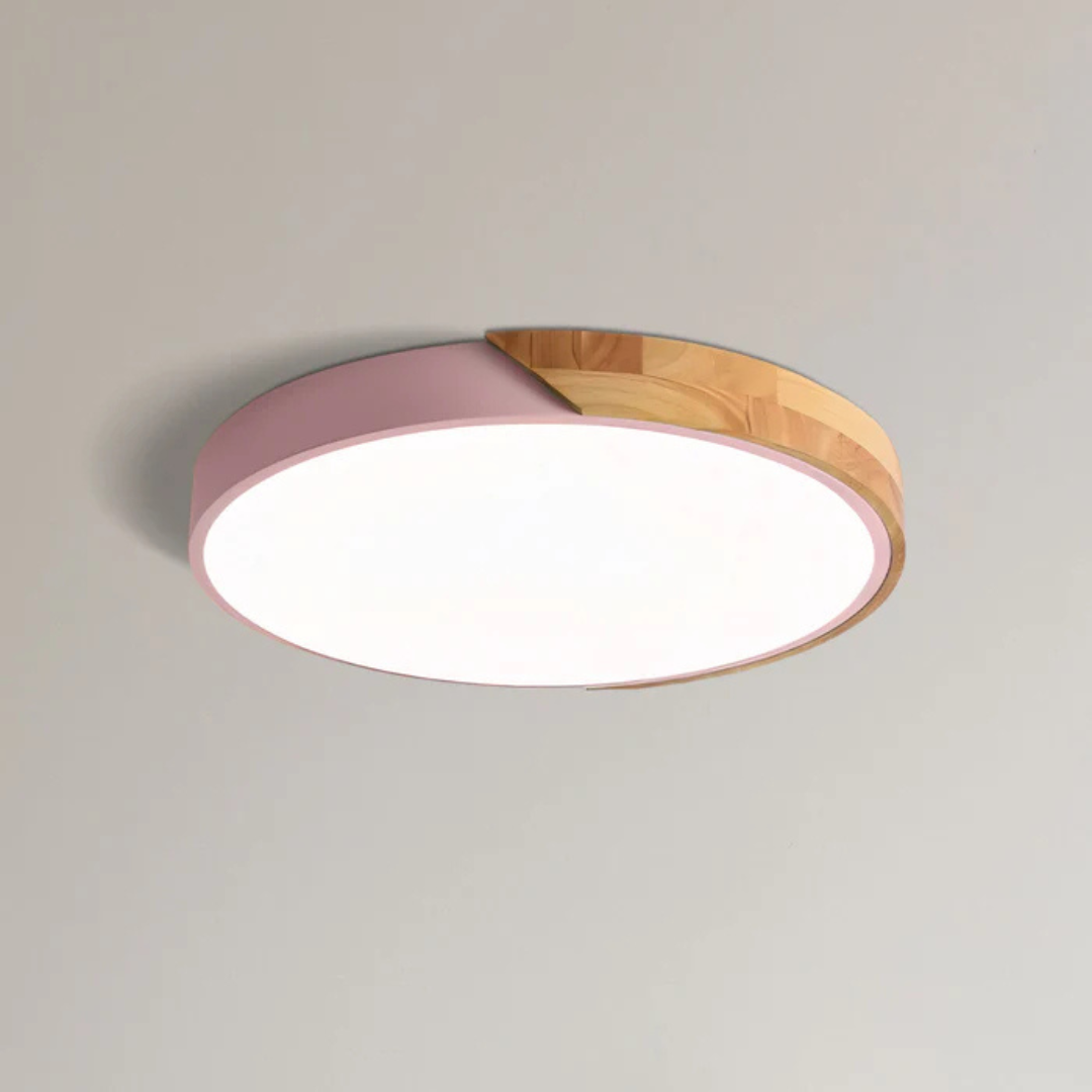 Scandinavische Houten LED Plafondlamp Slanke Plafonnière met Warm of Koel Licht en Dimbare Optie voor Hal | Keuken en Slaapkamer