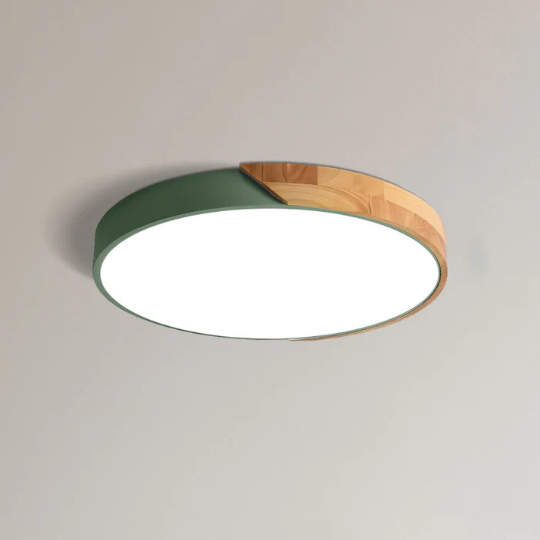 Scandinavische Houten LED Plafondlamp Slanke Plafonnière met Warm of Koel Licht en Dimbare Optie voor Hal | Keuken en Slaapkamer