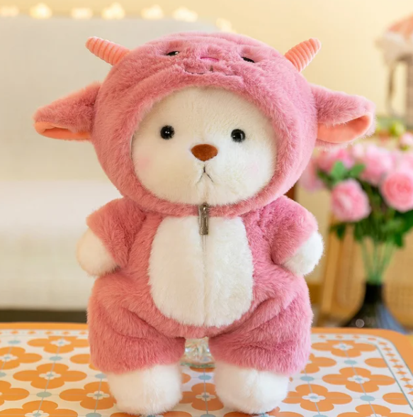 Pluche Teddybeer in Dierenpakje | Zachte Knuffelbeer met Capuchon voor Kinderen en Kinderkamer | Cadeau voor Verjaardag