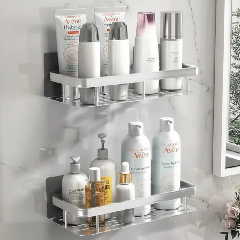 Zelfklevend Badkamerrek zonder Boren Doucherek van RVS Wandplank voor Shampoo en Verzorging | Badkamer Douche en Keuken