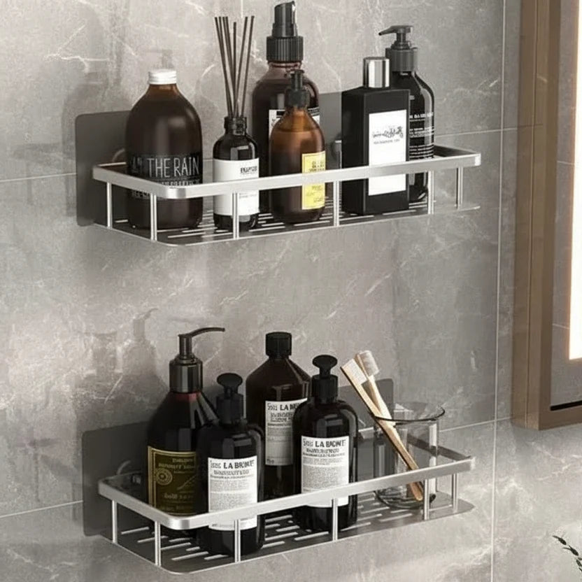 Zelfklevend Badkamerrek zonder Boren Doucherek van RVS Wandplank voor Shampoo en Verzorging | Badkamer Douche en Keuken