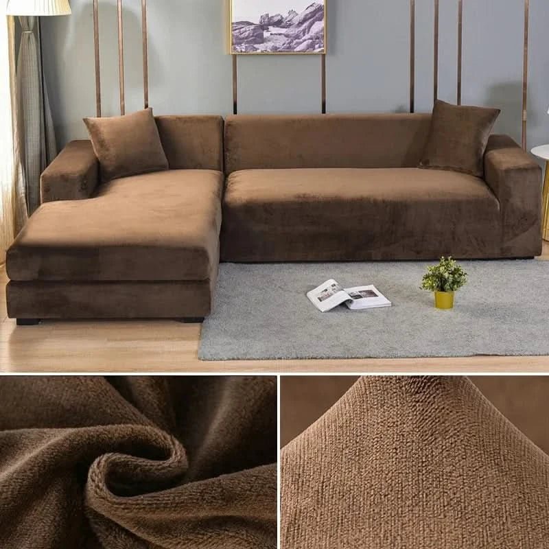 Fluwelen Stretch Bankhoes Elastische Sofahoes met Antislip Pasvorm Wasbaar voor Fauteuil | Tweezitsbank en Driezitsbank