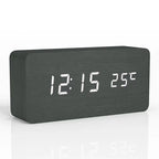 Houten Digitale Wekker met LED Display | Stille Wekker zonder Tikgeluid voor Nachtkastje Bureau en Slaapkamer