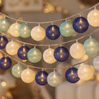 Katoenen Ballen Lichtslinger LED | Cotton Ball Lichtsnoer op USB of Batterijen met Warm Licht voor Slaapkamer | Kinderkamer en Woonkamer
