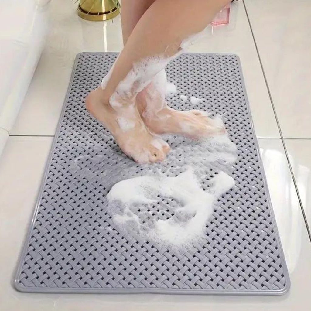 Antislip Badkuipmat met Zuignappen | Rubberen Badmat voor in het Bad en de Douche met Gevlochten Structuur | Sneldrogende Douchemat