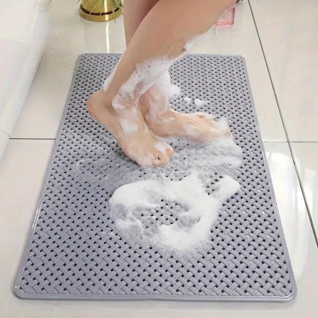 Antislip Badkuipmat met Zuignappen | Rubberen Badmat voor in het Bad en de Douche met Gevlochten Structuur | Sneldrogende Douchemat