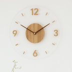 Houten Wandklok Stil Uurwerk Scandinavische Klok met Transparante Wijzerplaat en Minimalistisch Design voor Woonkamer | Slaapkamer en Kantoor